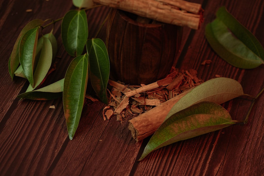 gui zhi tang for wind cold cinnamon twig herb on wooden surface