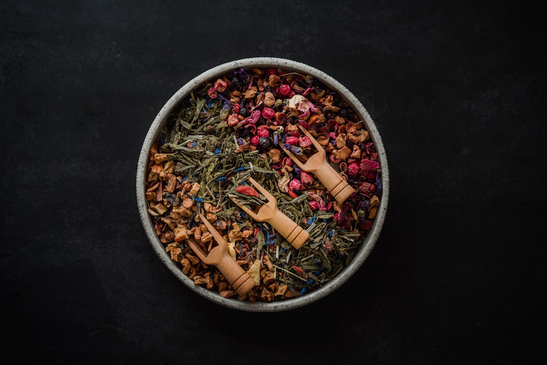 bowl of mixed dried herbs used in classical Chinese herbal formulas