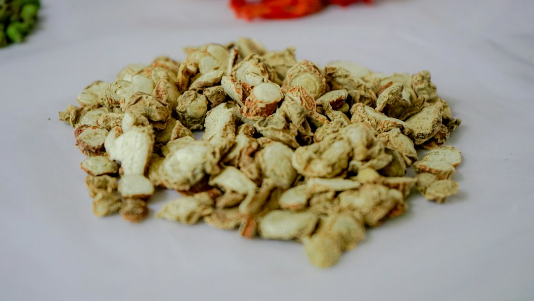 Dried yellow root pieces used for herbal tea and tinctures